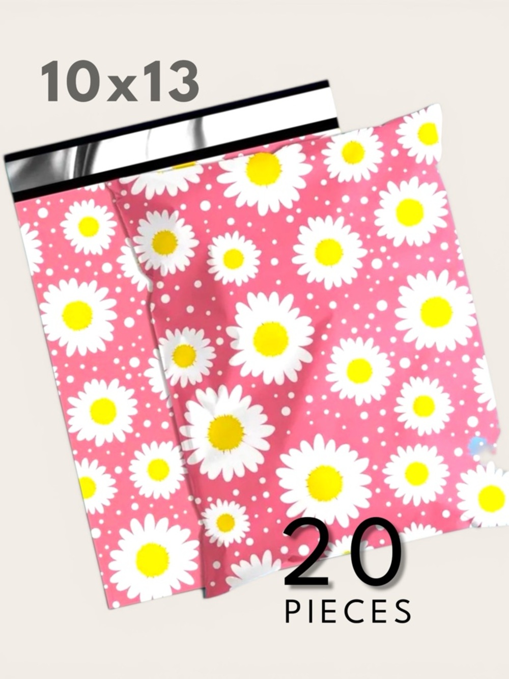 10x13 Polymailers 20 Pack Pink Daisy Shipping Bags Boutique Mailers